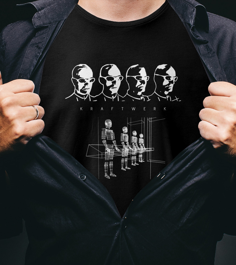 Kraftwerk Band Members With Computer World Virtual Figures T-Shirt