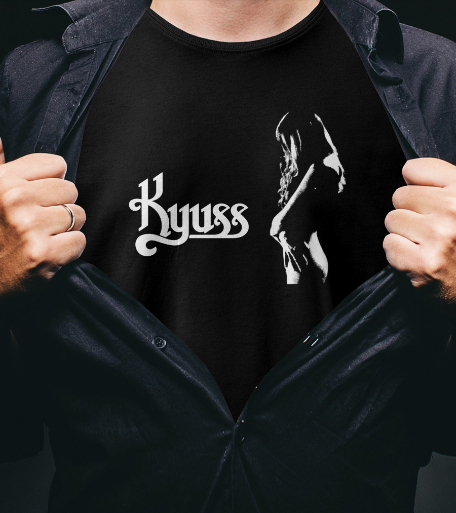 Kyuss Logo With Black And White Figure T-Shirt