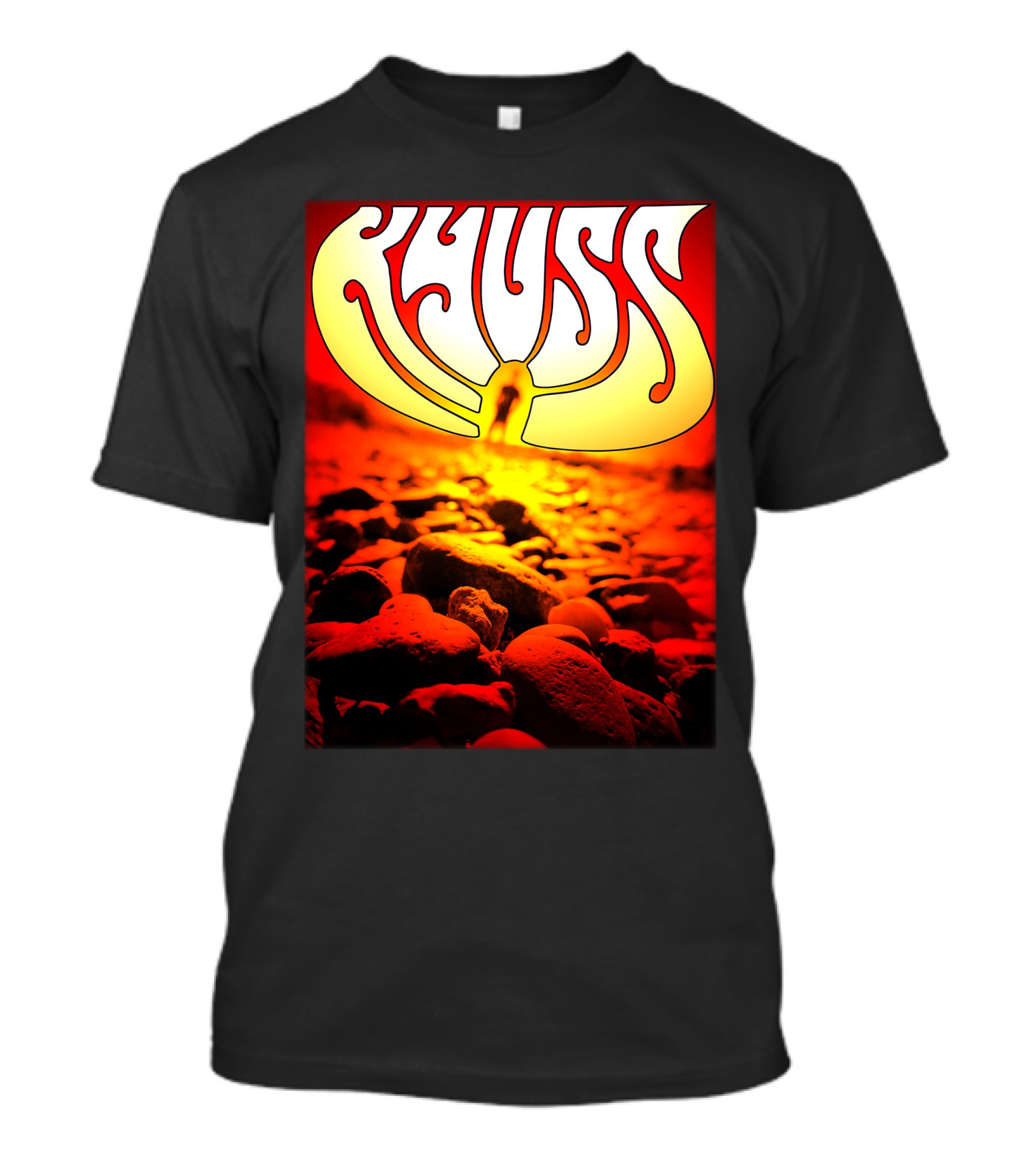 Kyuss Rock Band Logo With Sunset And Stones T-Shirt