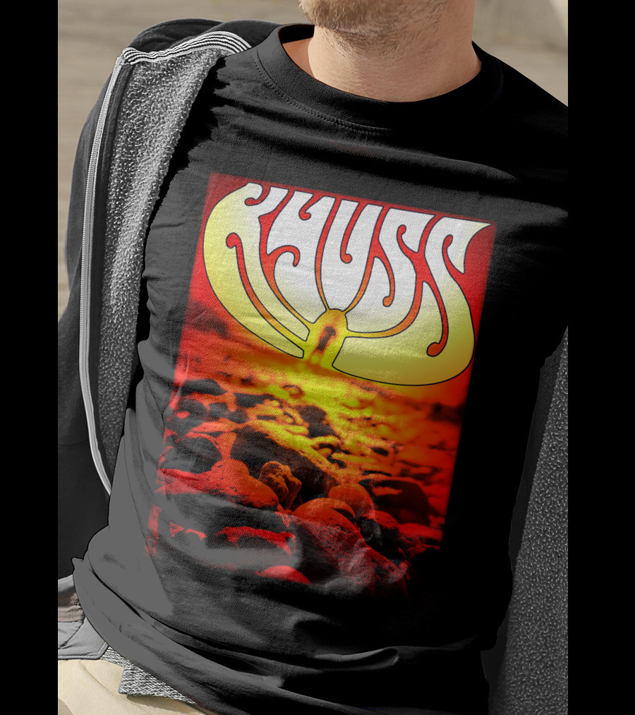 Kyuss Rock Band Logo With Sunset And Stones T-Shirt