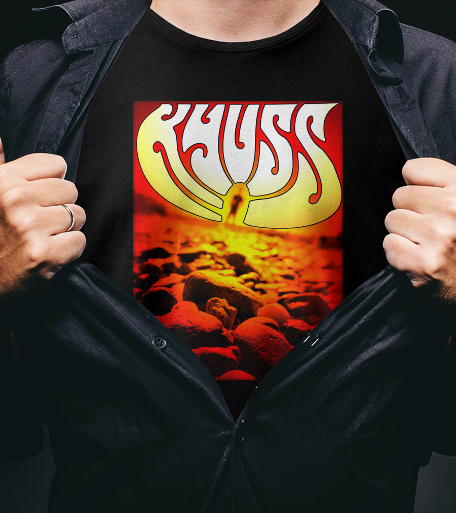 Kyuss Rock Band Logo With Sunset And Stones T-Shirt