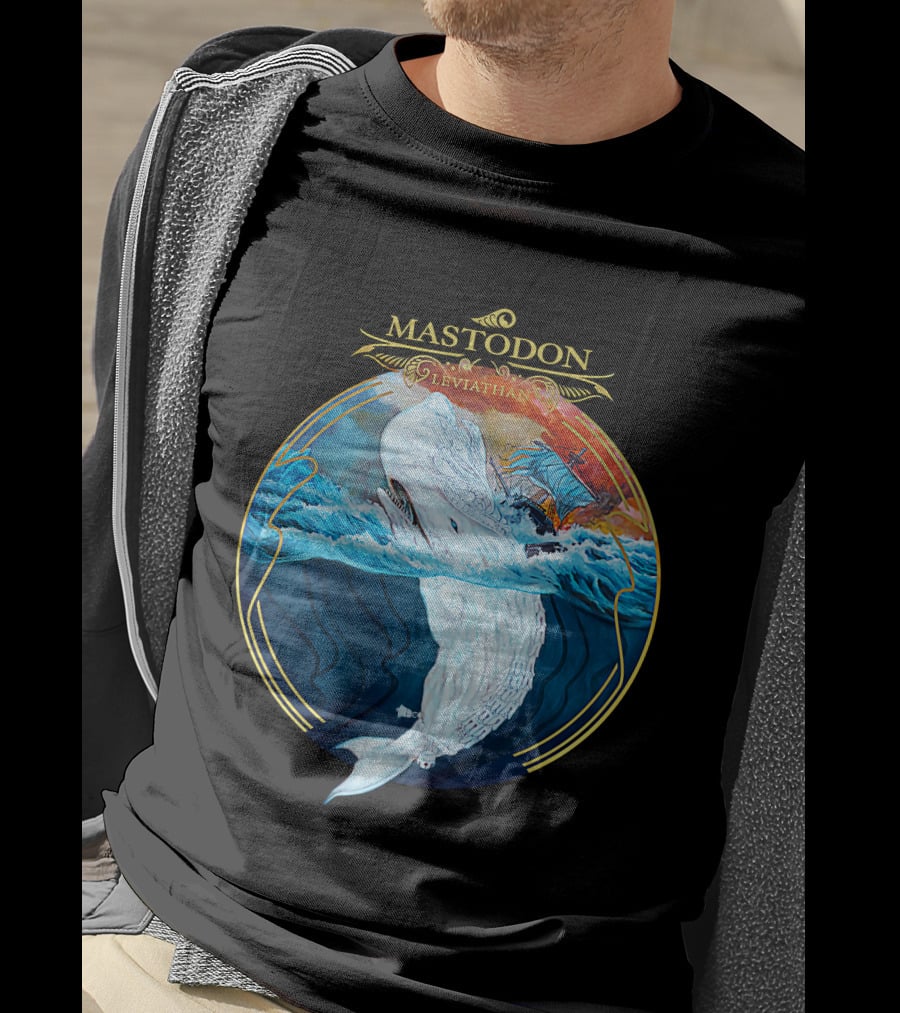 Mastodon Leviathan Moby Dick Whale Sea Battle T-Shirt