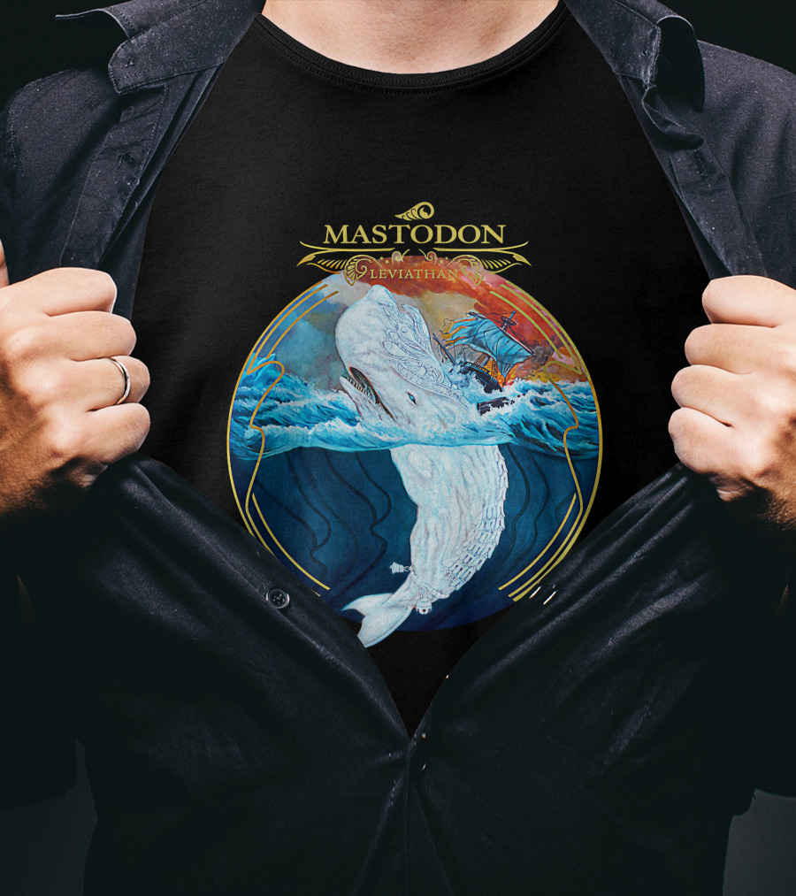 Mastodon Leviathan Moby Dick Whale Sea Battle T-Shirt