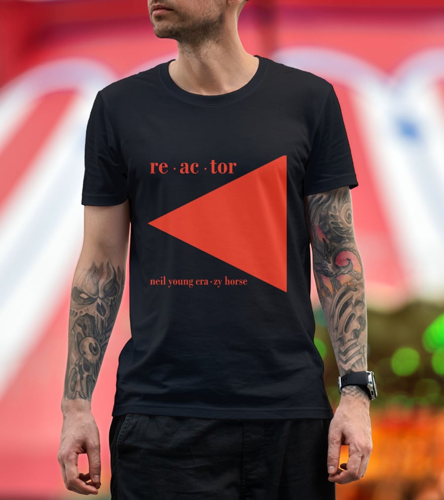 Reactor Neil Young Crazy Horse Red Triangle On Black T-Shirt