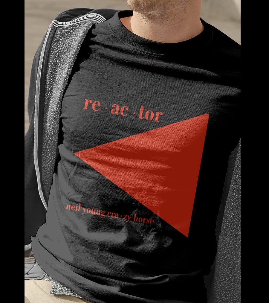 Reactor Neil Young Crazy Horse Red Triangle On Black T-Shirt