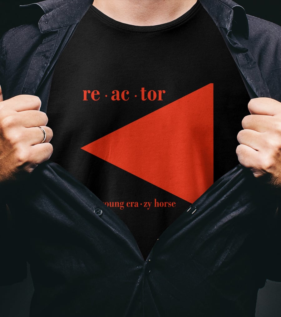 Reactor Neil Young Crazy Horse Red Triangle On Black T-Shirt