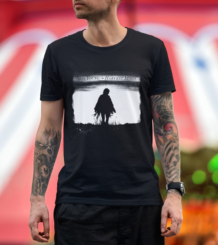 Neil Young Harvest Moon Silhouette Dark Horizon Scene T-Shirt