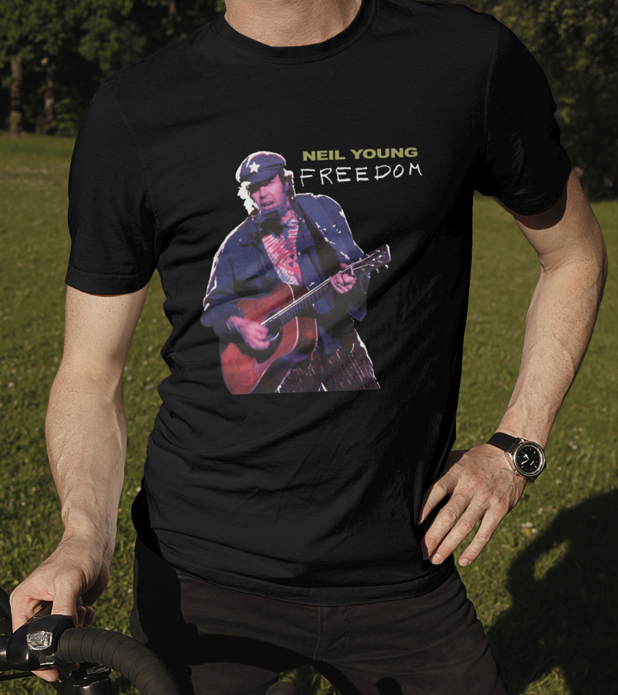 Neil Young Freedom Album Artwork Iconic Musician Performance T-Shirt