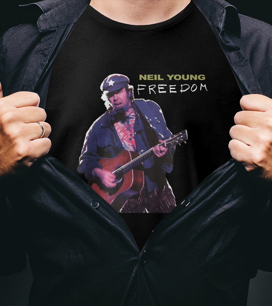 Neil Young Freedom Album Artwork Iconic Musician Performance T-Shirt