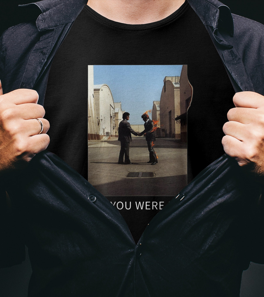 Wish You Were Here Album Cover Iconic Handshake Flame Scene T-Shirt