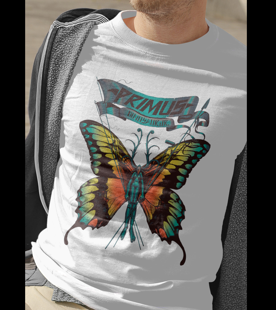 Primus With Dinosaur Jr Butterfly Artwork T-Shirt
