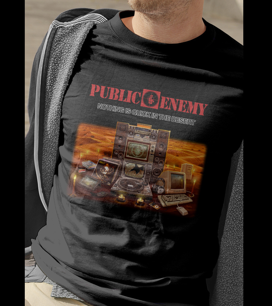 Public Enemy Nothing Is Quick In The Desert Vintage Electronics Desert Scene T-Shirt