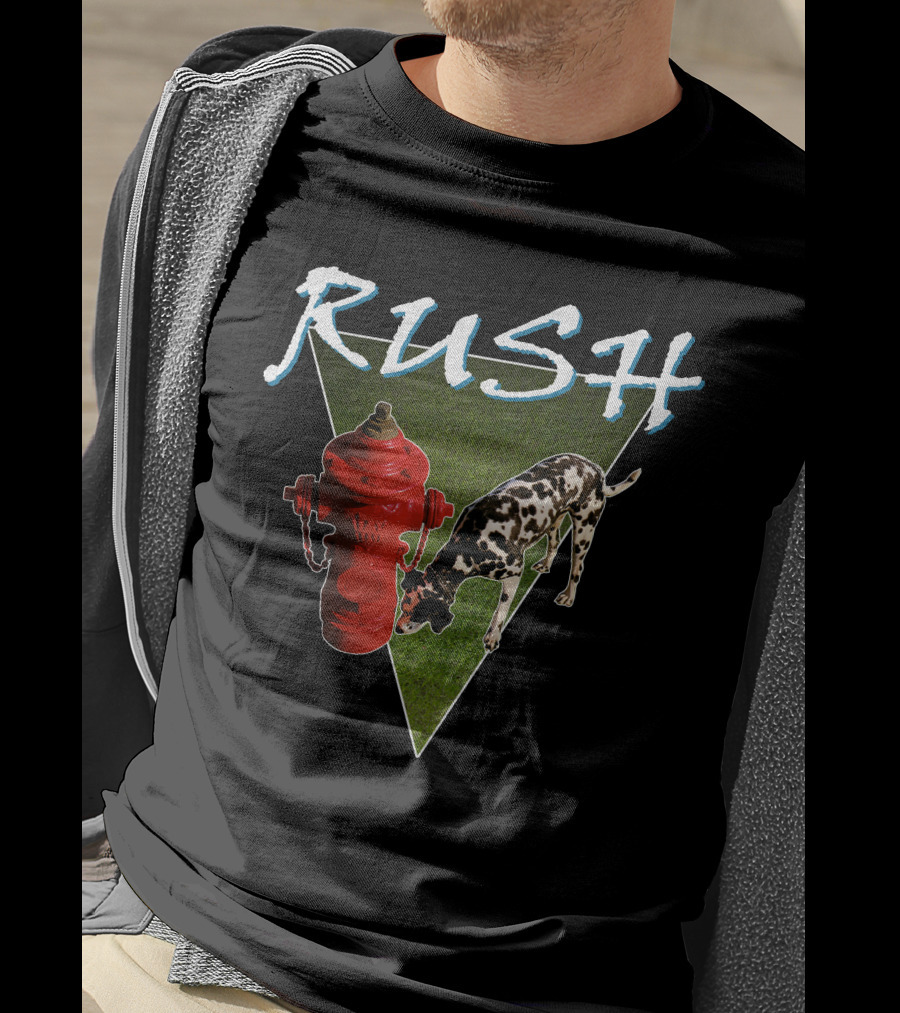 Rush Red Fire Hydrant Dalmatian Triangle T-Shirt