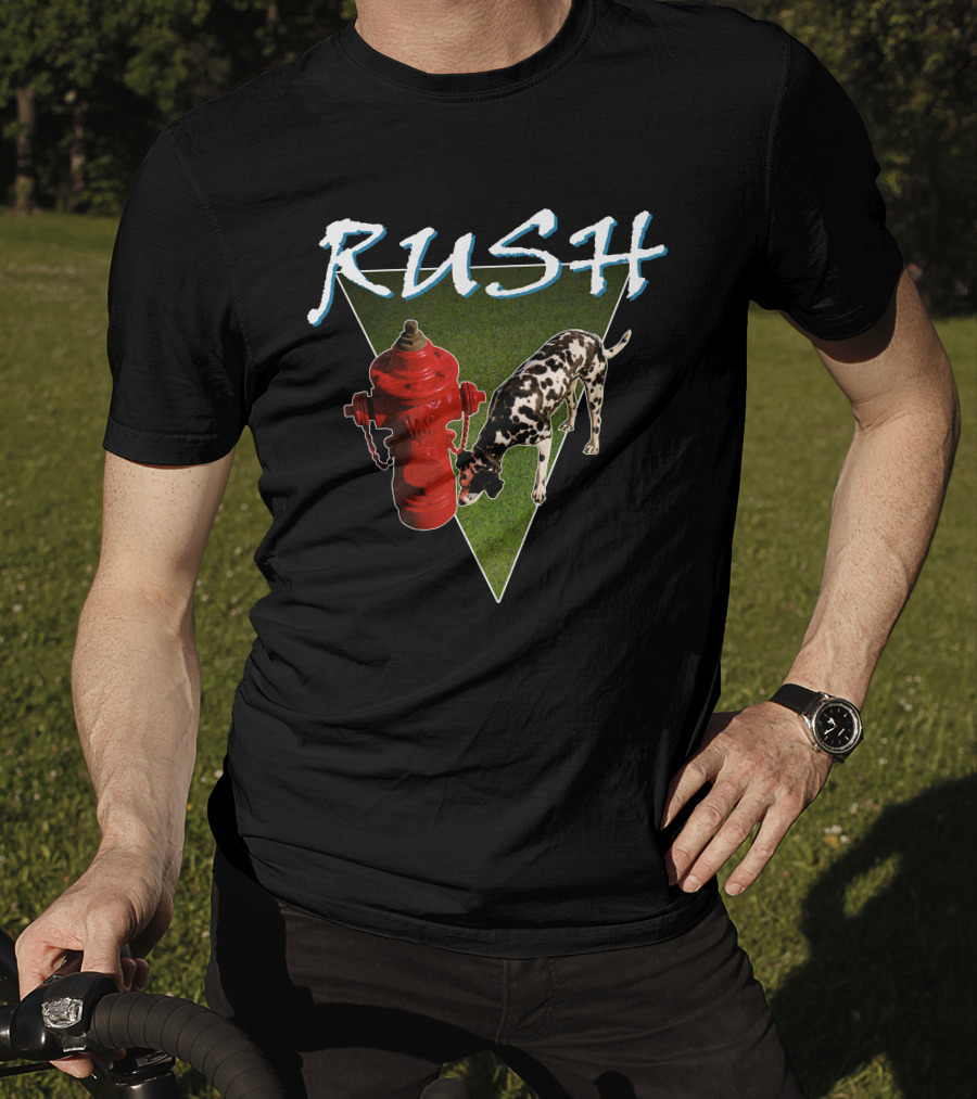 Rush Red Fire Hydrant Dalmatian Triangle T-Shirt