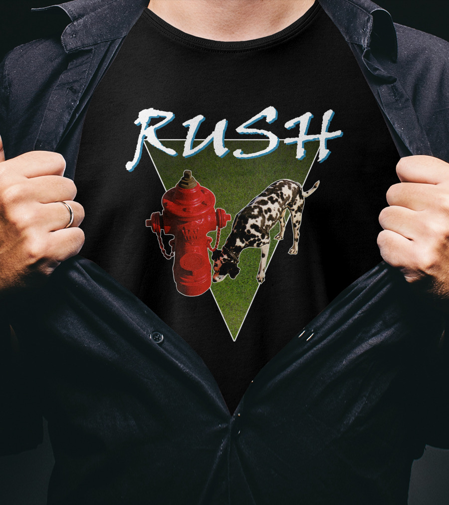 Rush Red Fire Hydrant Dalmatian Triangle T-Shirt