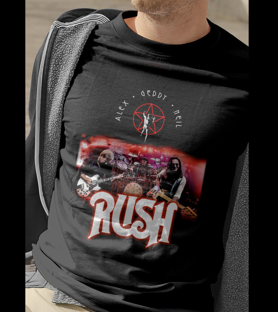 Rush Alex Geddy Neil Live Performance Iconic Band T-Shirt