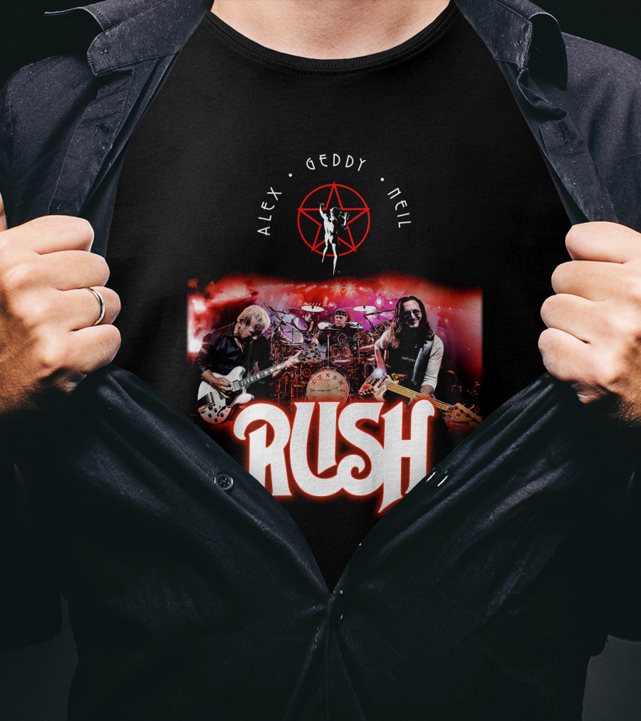 Rush Alex Geddy Neil Live Performance Iconic Band T-Shirt