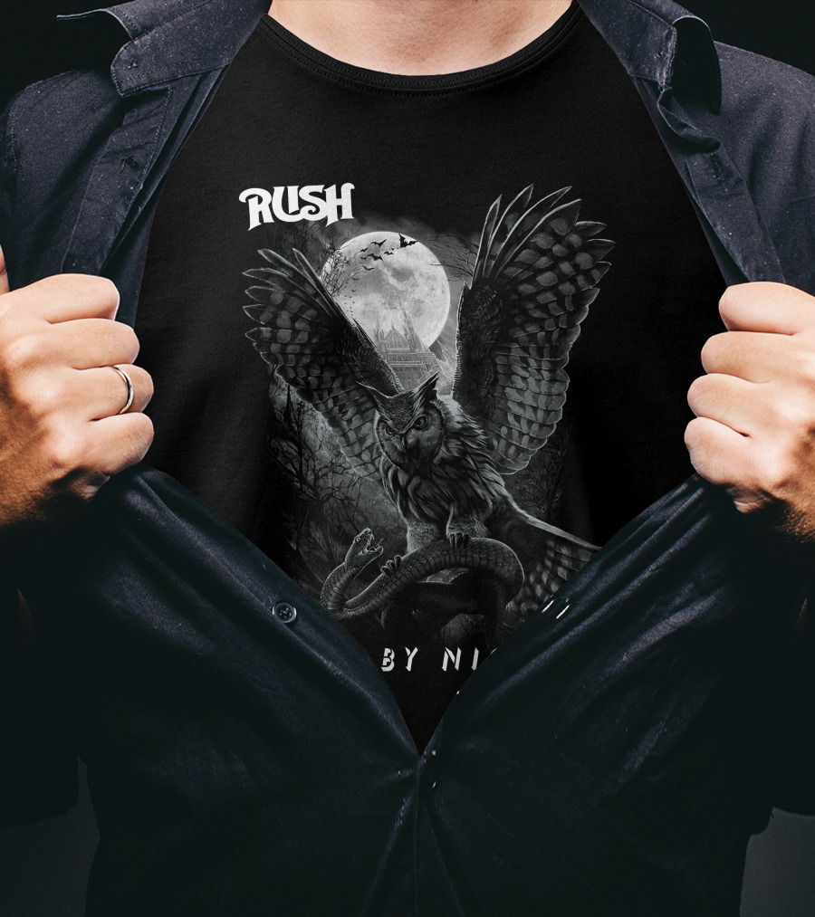 Rush Fly By Night Owl And Full Moon T-Shirt
