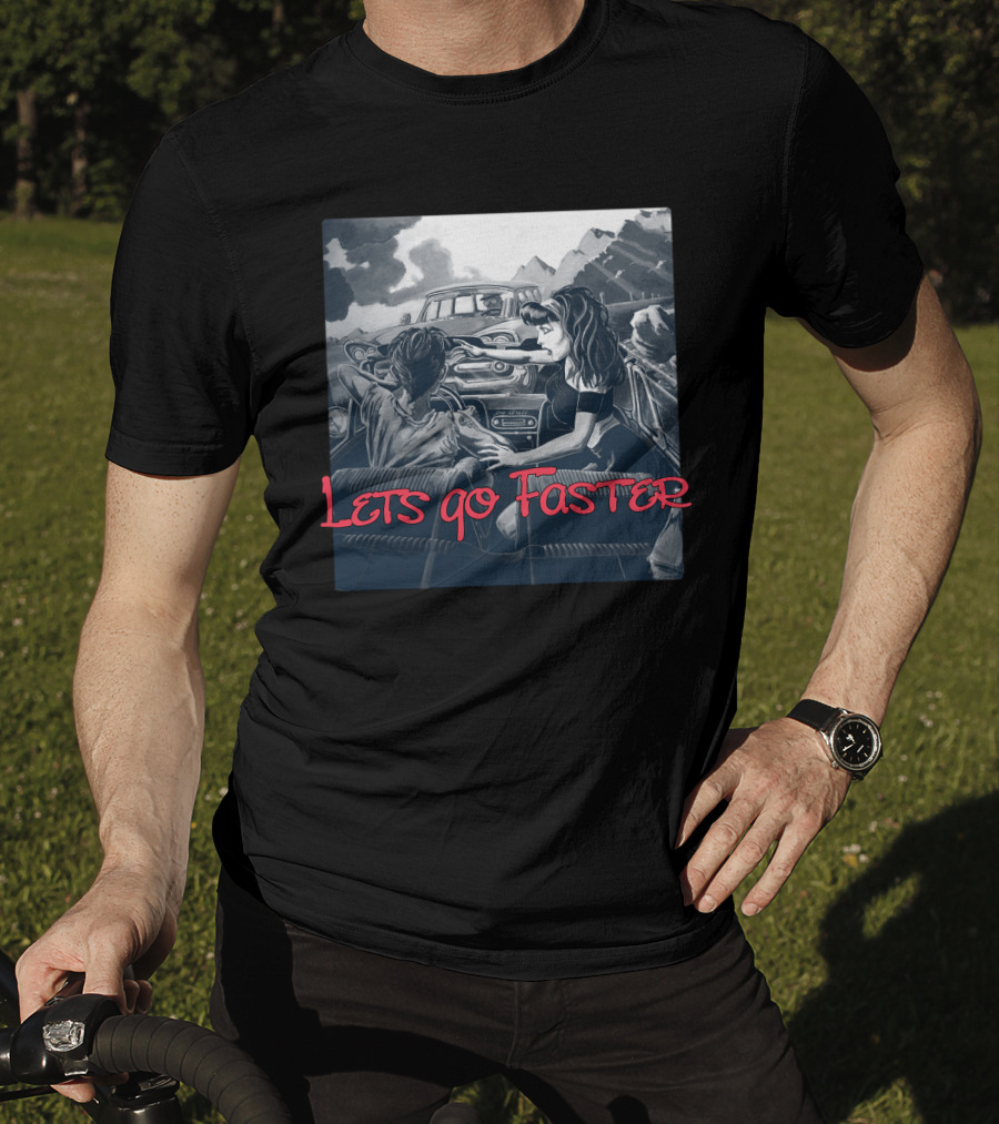Lets Go Faster Vintage Car Scene T-Shirt