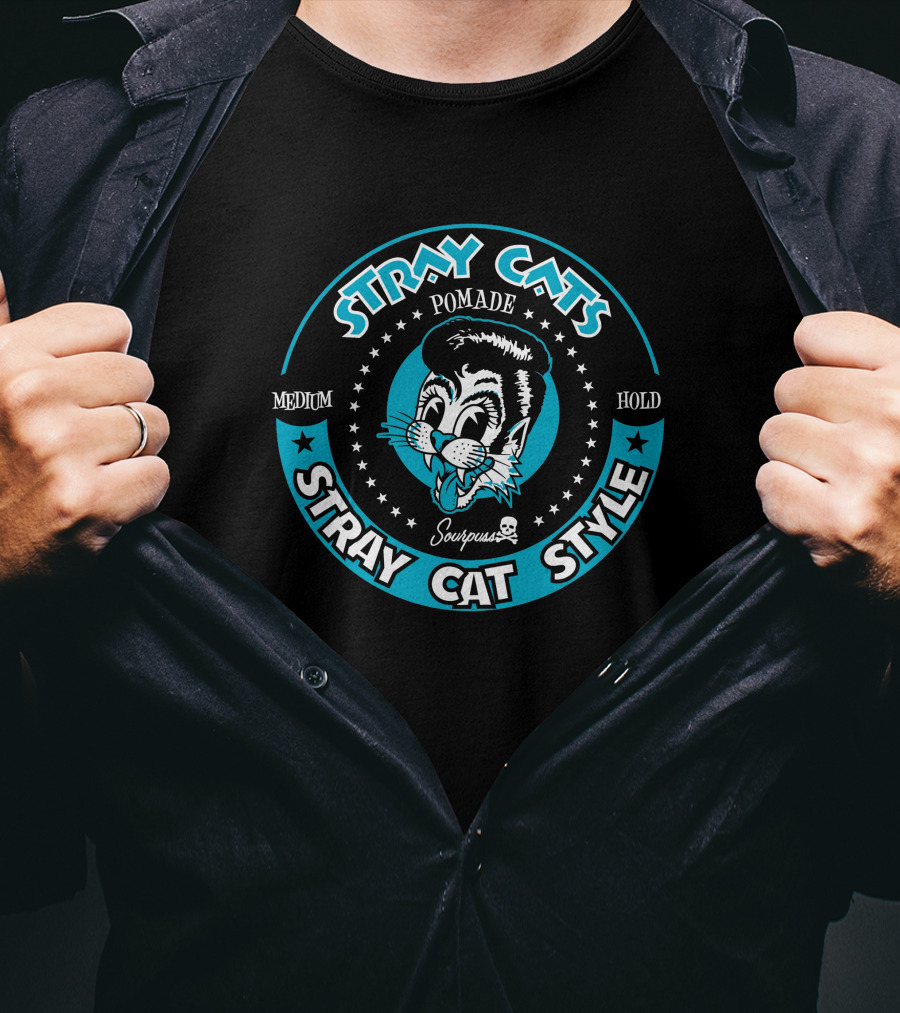 Stray Cats Pomade Medium Hold Stray Cat Style Soupcans T-Shirt