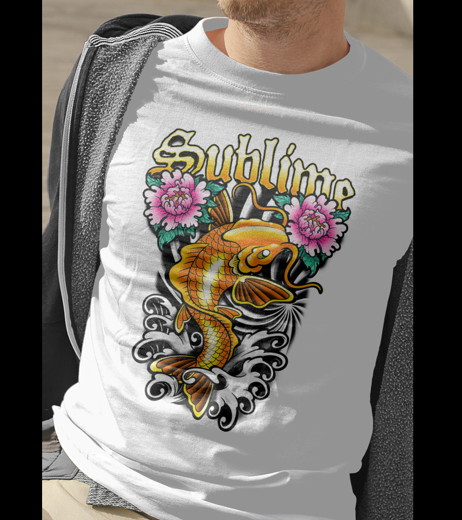 Sublime Koi Fish With Floral Waves T-Shirt