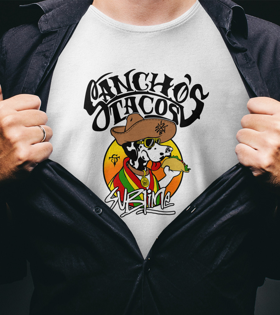 Sancho's Tacos Sublime Cow Eating Taco T-Shirt