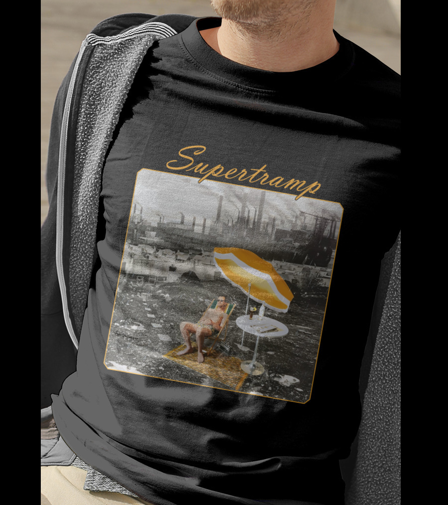 Supertramp Urban Industrial Paradise Imagery With Factory Backdrop And Relaxing Figure T-Shirt
