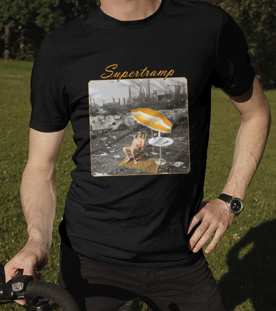 Supertramp Urban Industrial Paradise Imagery With Factory Backdrop And Relaxing Figure T-Shirt