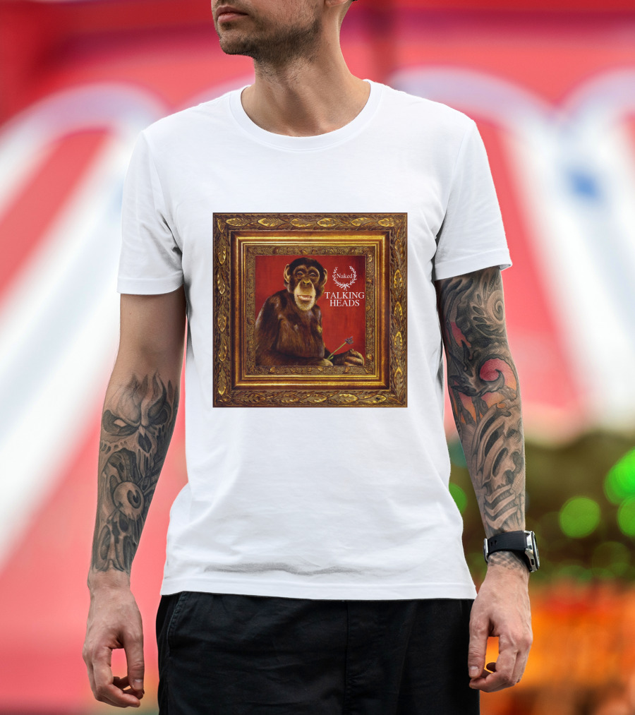 Naked Talking Heads  Chimpanzee Portrait With Crown Wreath Elements T-Shirt