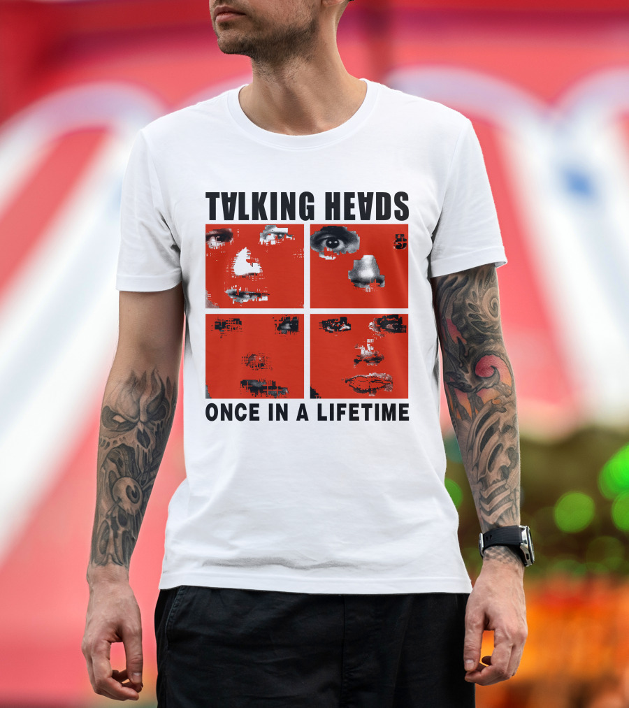 Talking Heads Once In A Lifetime Faces Red Squares T-Shirt