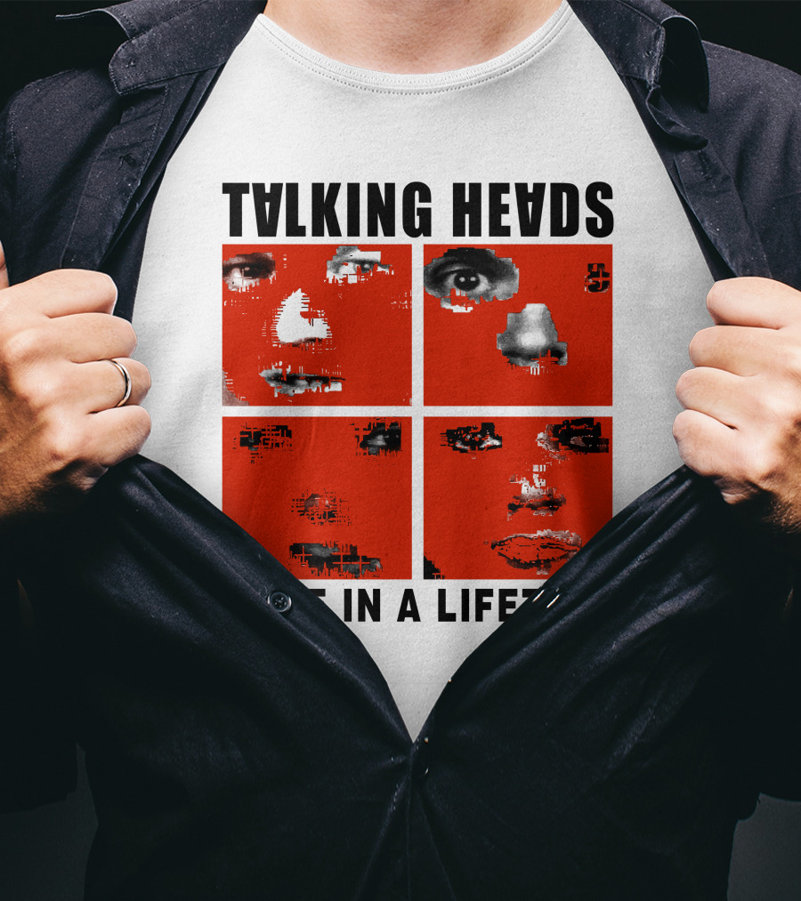 Talking Heads Once In A Lifetime Faces Red Squares T-Shirt