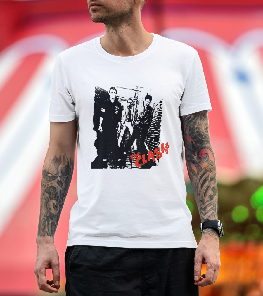 The Clash Punk Band Graphic With Union Jack Patch T-Shirt