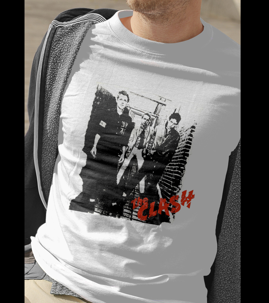 The Clash Punk Band Graphic With Union Jack Patch T-Shirt