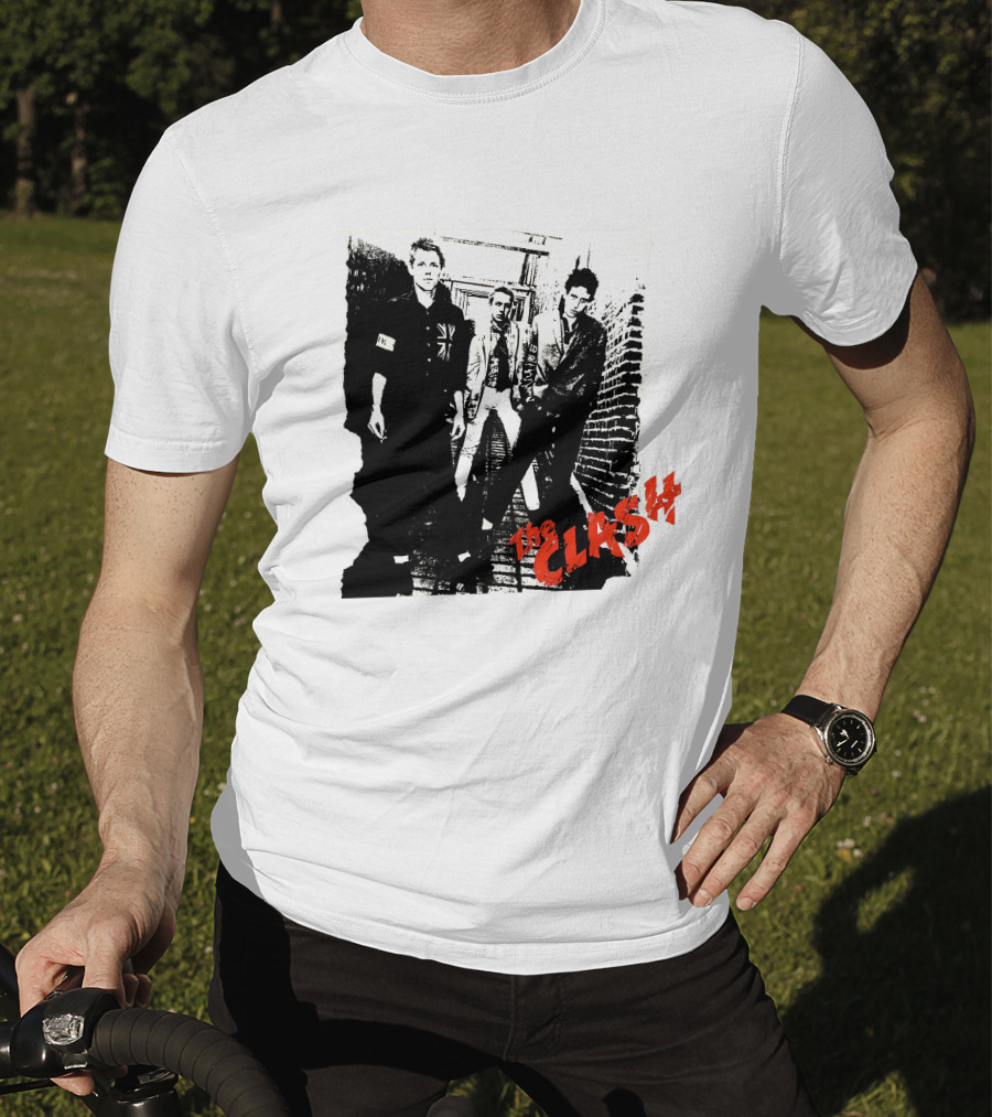 The Clash Punk Band Graphic With Union Jack Patch T-Shirt