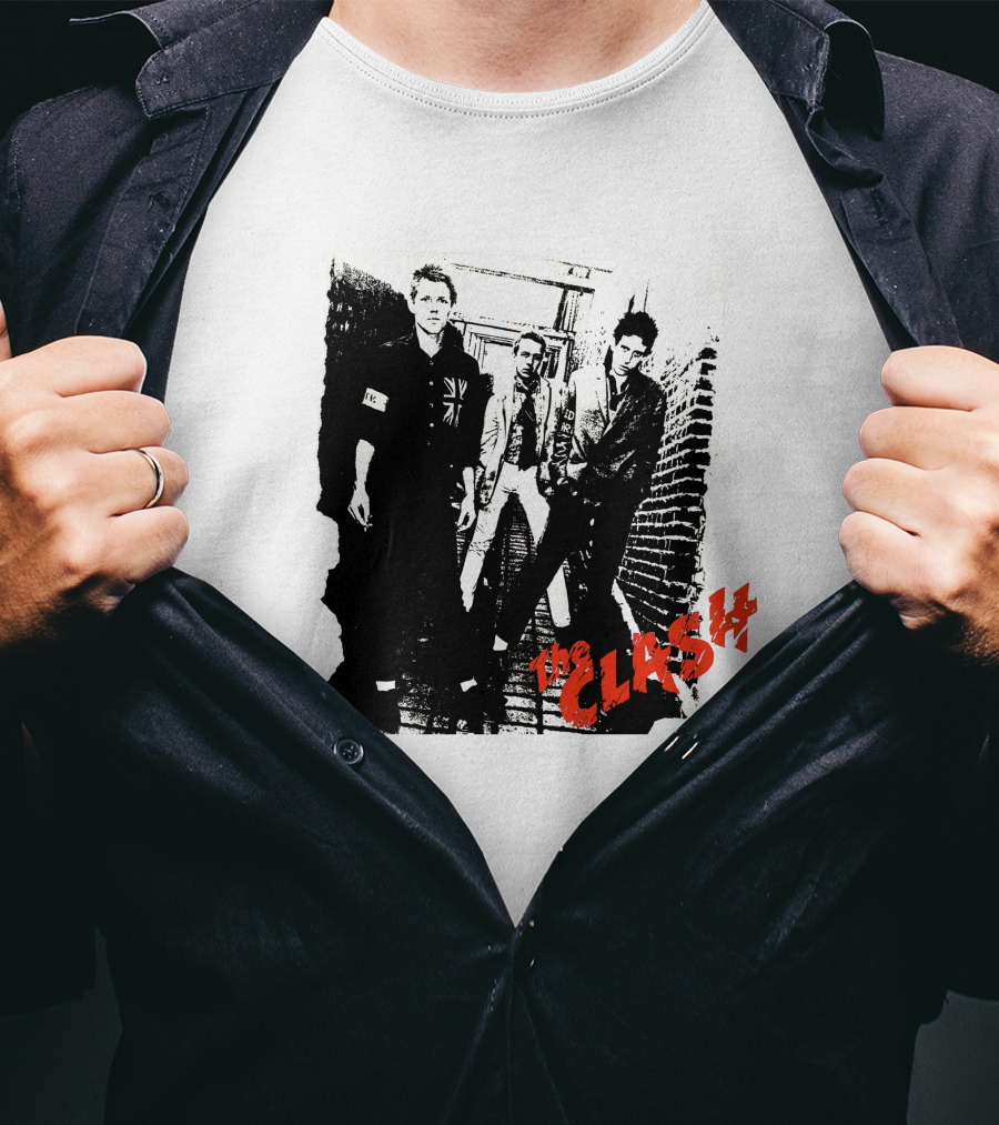 The Clash Punk Band Graphic With Union Jack Patch T-Shirt