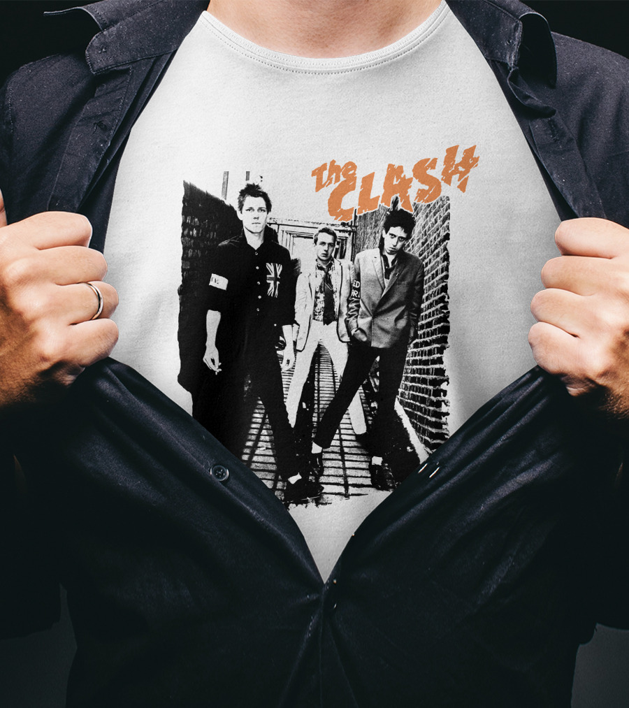 The Clash Black And White Alley Photo Band Members T-Shirt
