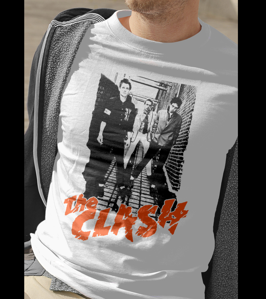 The Clash Band Black And White Alley Photograph With Red T-Shirt