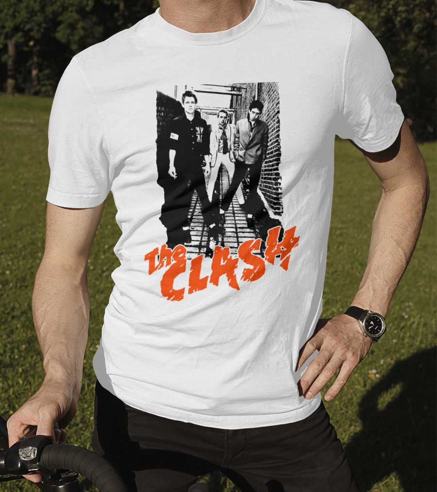 The Clash Band Black And White Alley Photograph With Red T-Shirt