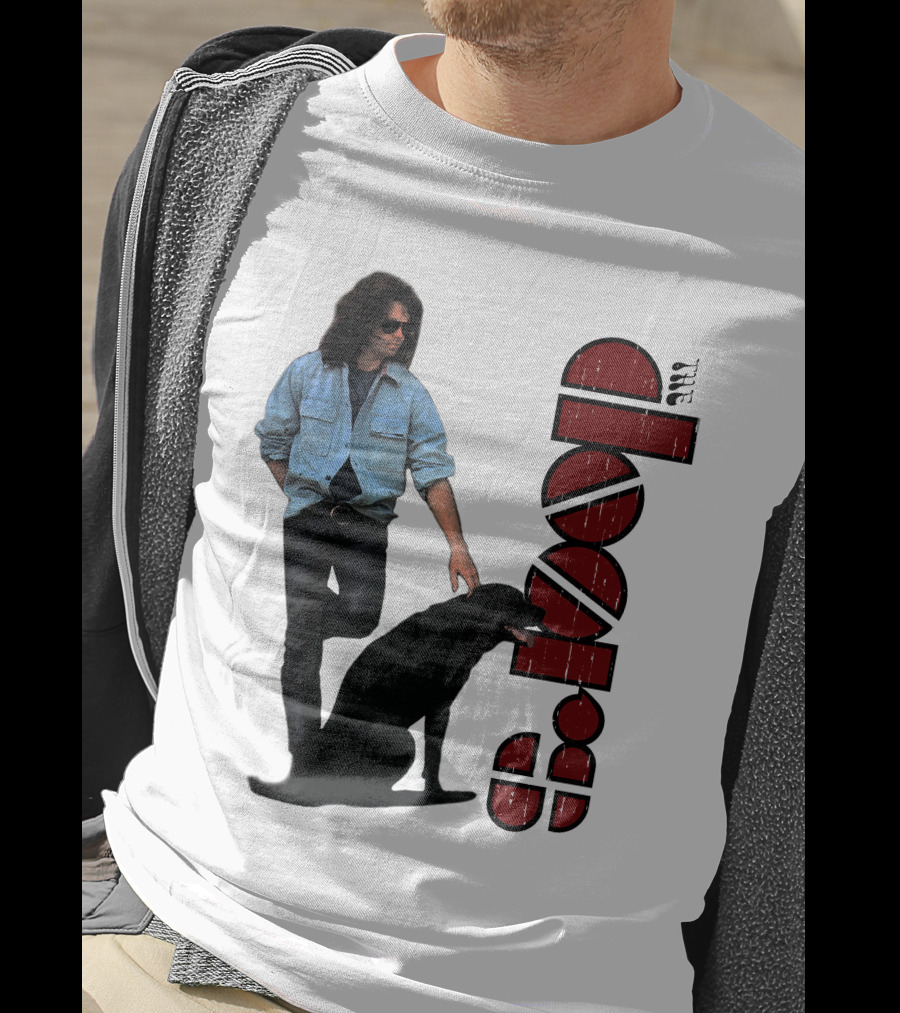 Jim Morrison Style With Dog And Retro Script T-Shirt