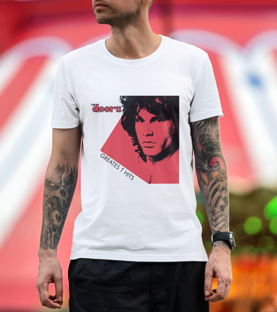 The Doors Greatest Hits Jim Morrison Red And Black T-Shirt