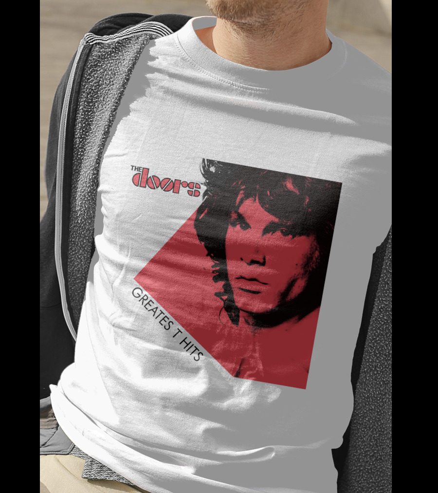 The Doors Greatest Hits Jim Morrison Red And Black T-Shirt