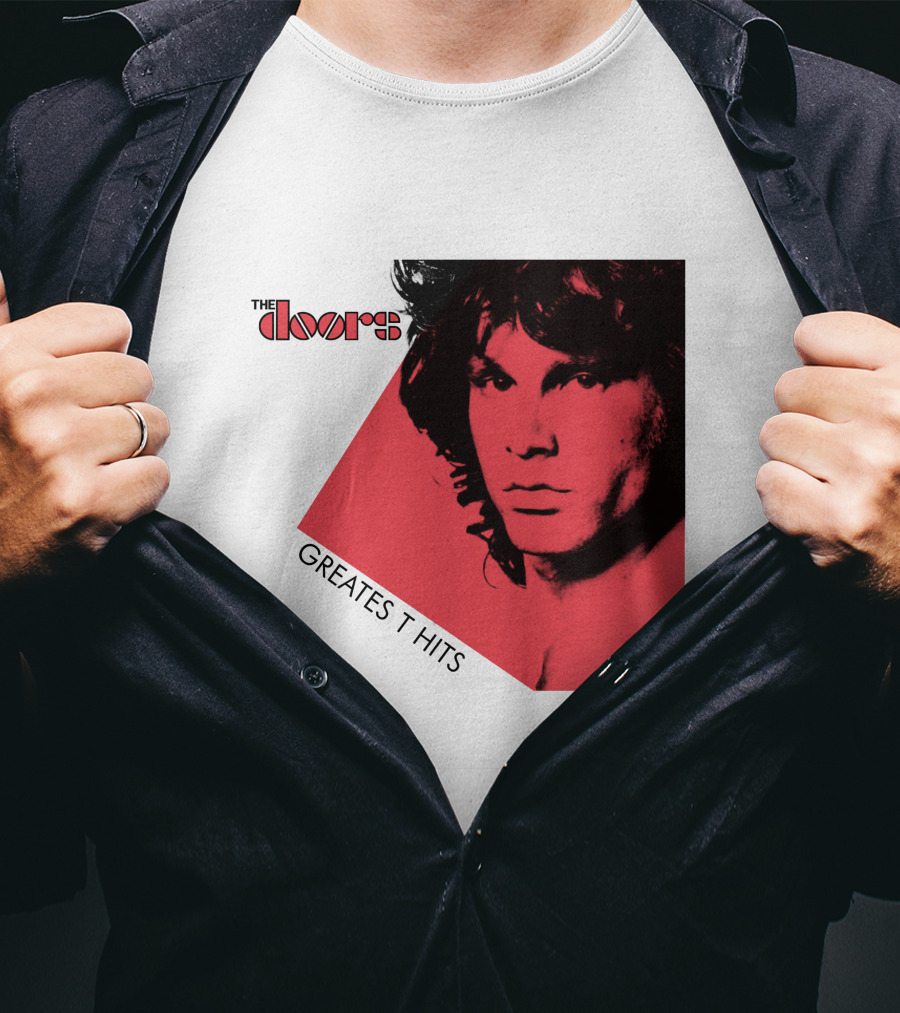 The Doors Greatest Hits Jim Morrison Red And Black T-Shirt
