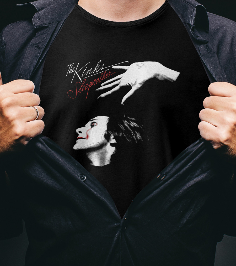 The Kinks Sleepwalker Face Profile With Hand Gesture T-Shirt
