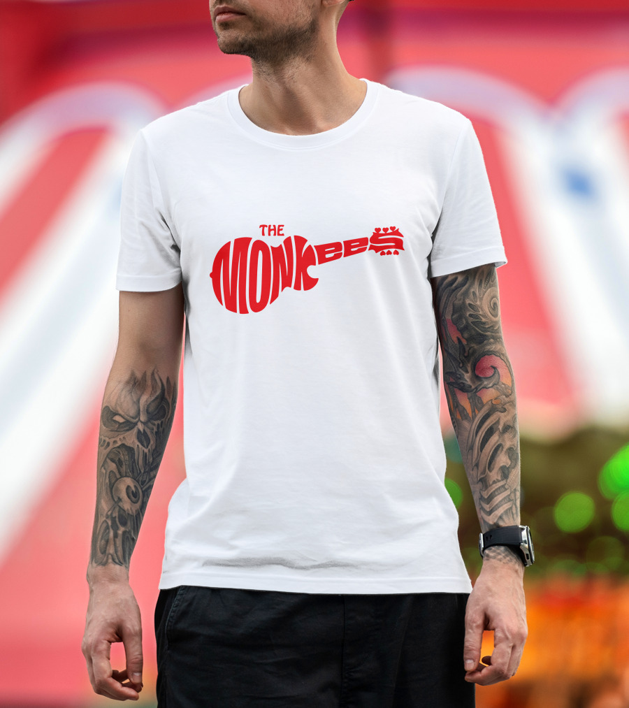 The Monkees Logo Guitar Shape Red T-Shirt