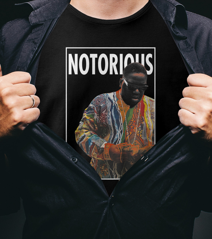 Notorious Coogi Sweater And Sunglasses Iconic Style T-Shirt