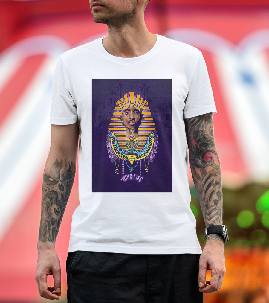 Tupac Pharaoh Thug Life Egyptian Style 27 Palms T-Shirt