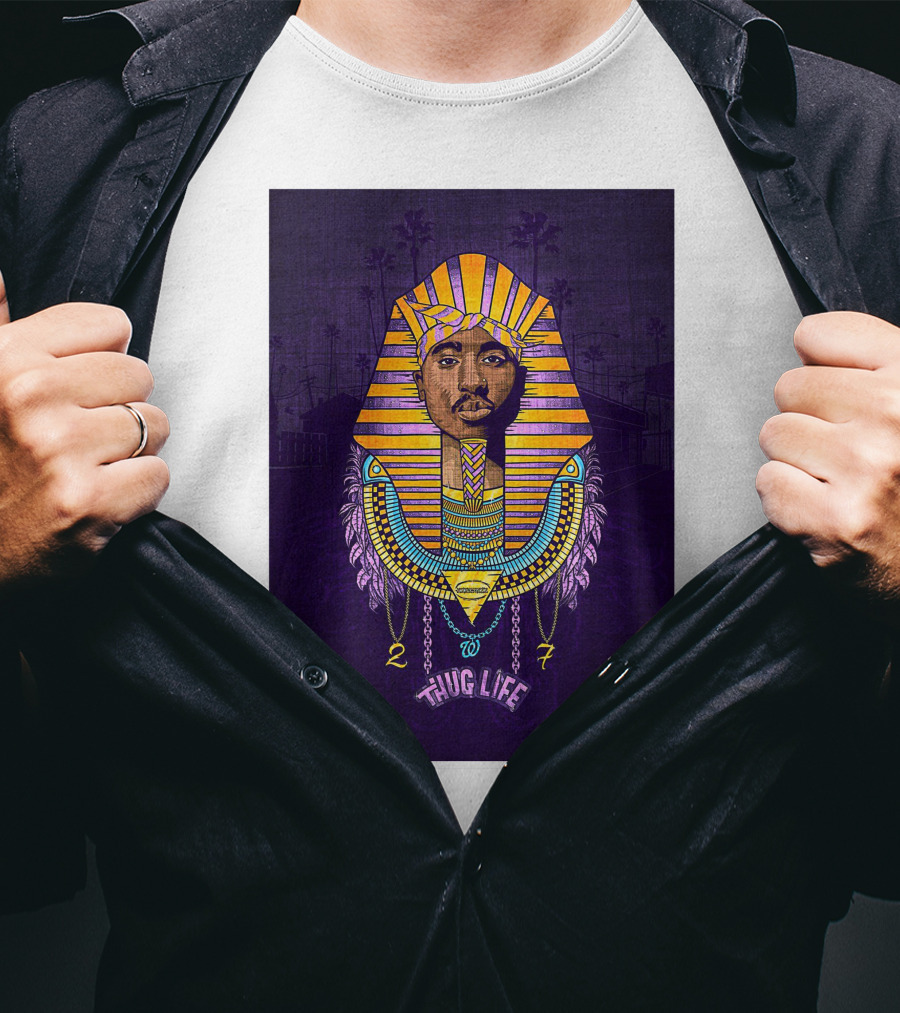 Tupac Pharaoh Thug Life Egyptian Style 27 Palms T-Shirt