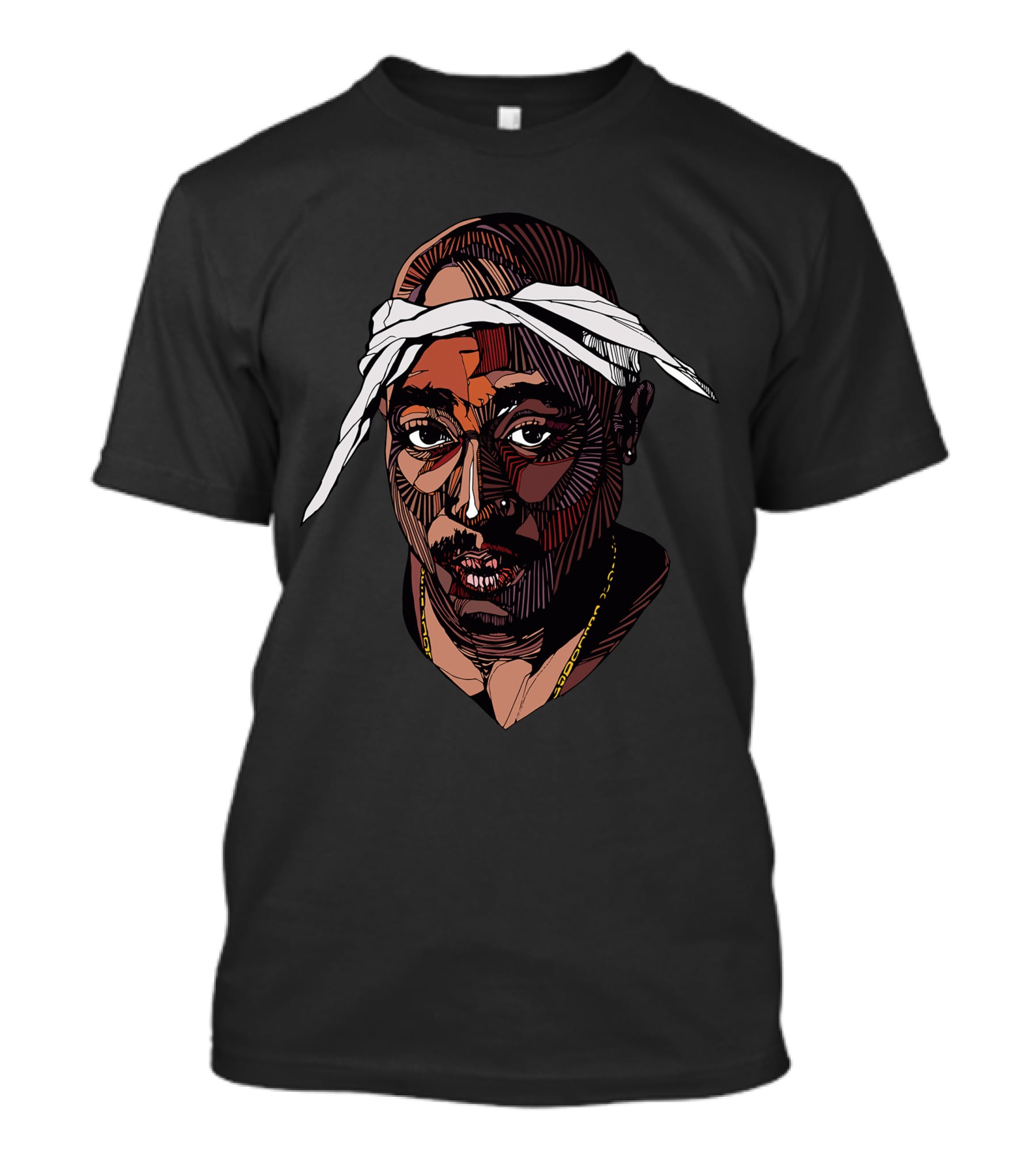 Tupac Shakur Illustration With Bandana T-Shirt