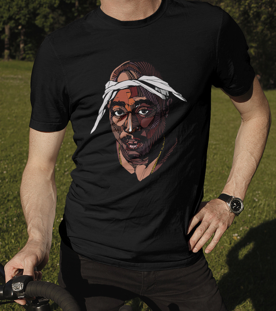 Tupac Shakur Illustration With Bandana T-Shirt