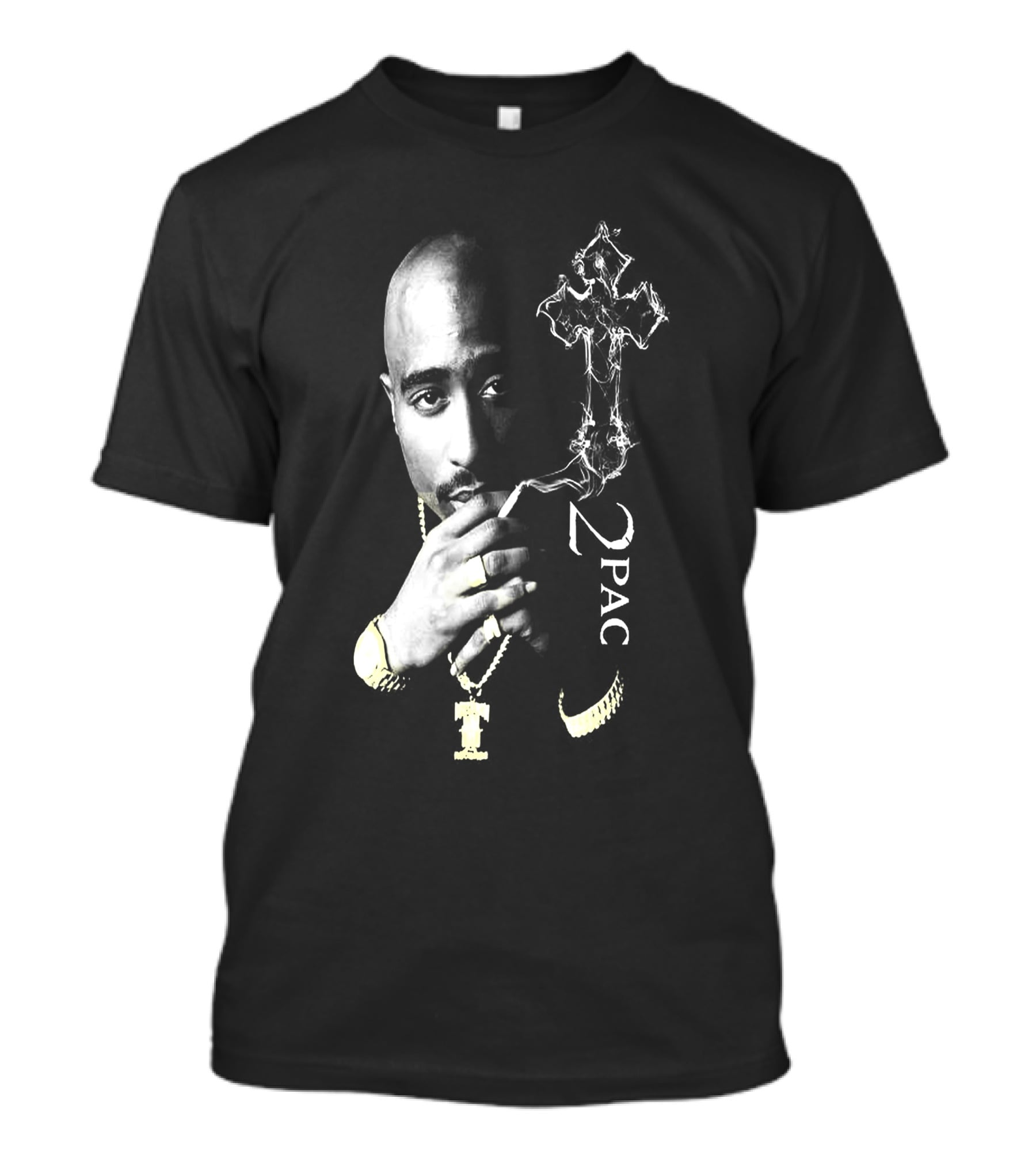 2Pac Portrait Tpsk 18 With Cross T-Shirt